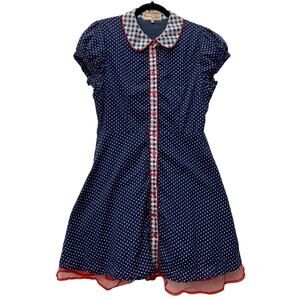 Friday on My Mind Sz Medium Rockabilly Red White Blue Red Babydoll Swing Dress